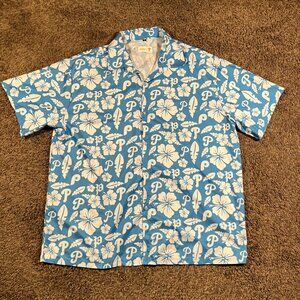Philadelphia Phillies Hawaiian CHEVY Shirt Blue Floral  Button Up M